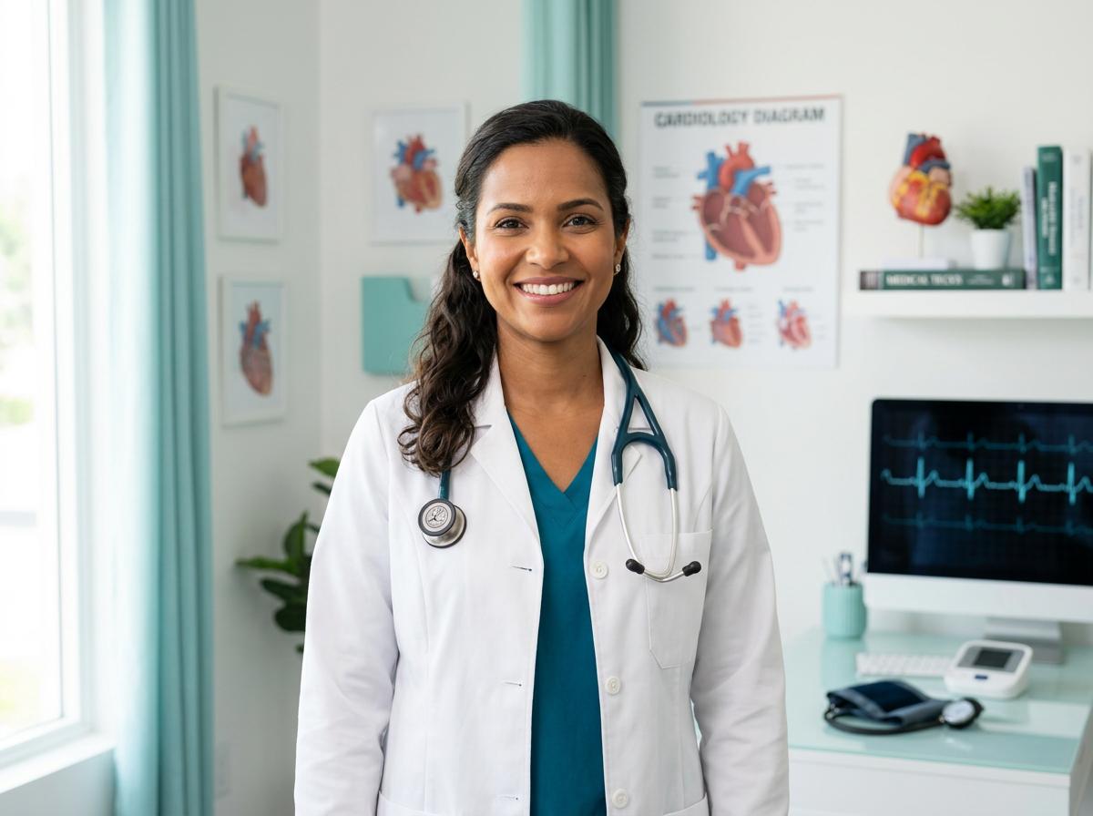 Cardiologista auscultando paciente com estetoscópio