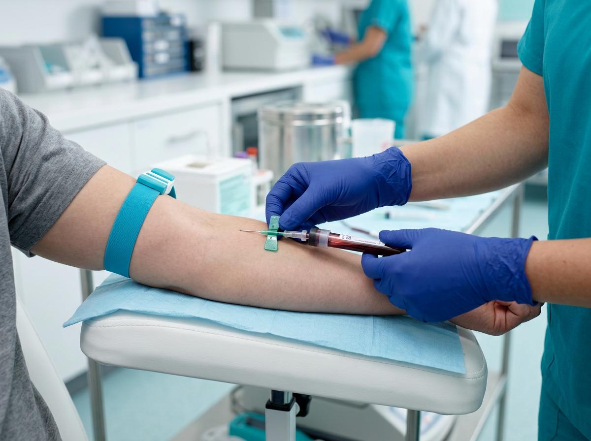 Coleta de sangue em laboratório clínico