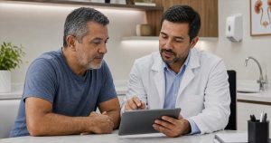 Urologista em consulta com paciente masculino em Campinas
