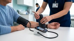 Aferição de pressão arterial em clínica popular