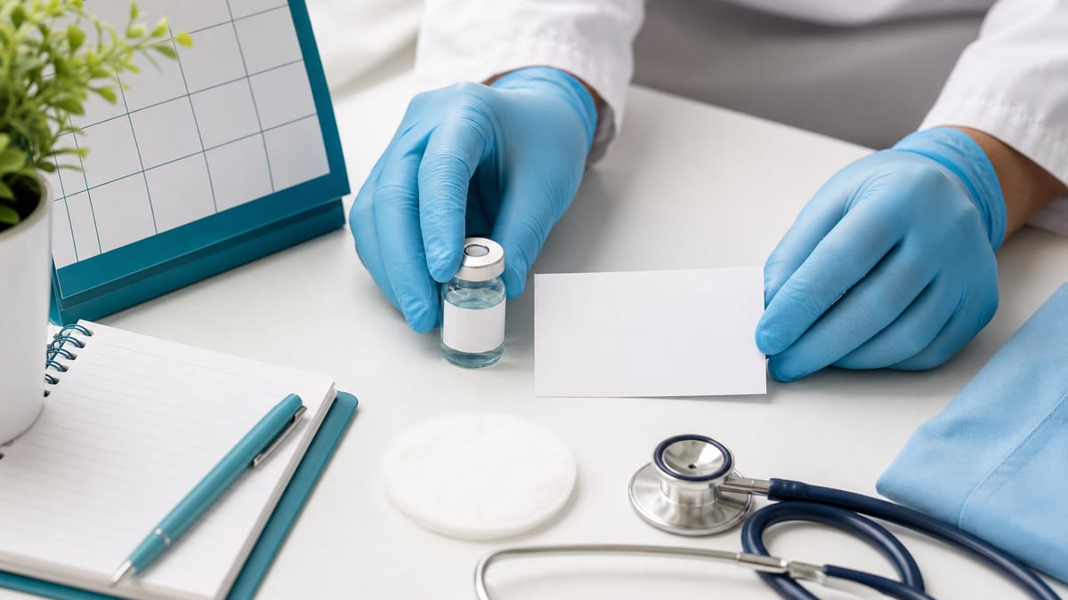Preparação de seringa com dose da vacina da gripe trivalente 2026