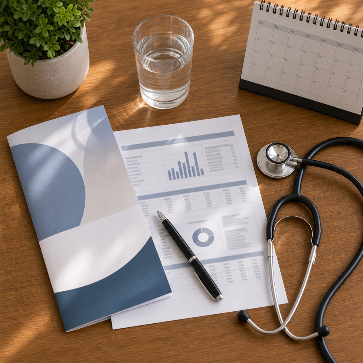 Material informativo, exames e folder sobre vasectomia em consultório